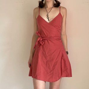 Rose colored mini wrap dress